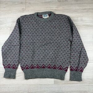 Vintage 90s Environmental Clothing Wool Blend Knit Crewneck Sweater Fair Isle M